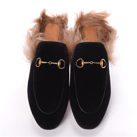 gucci fur slides velvet|cheapest gucci slides.